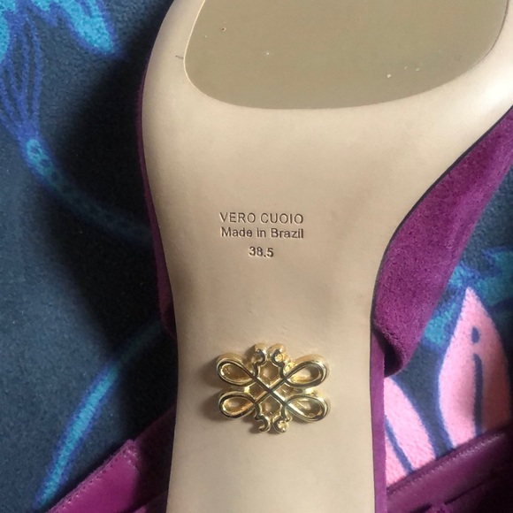 Purple suede sling-back pumps - Picture 5 of 5